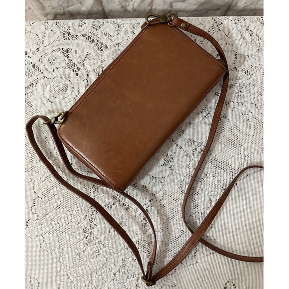 the Sak Brown Leather Wallet Organizer Boho Crossbody Bag Travel - Picture 5 of 9